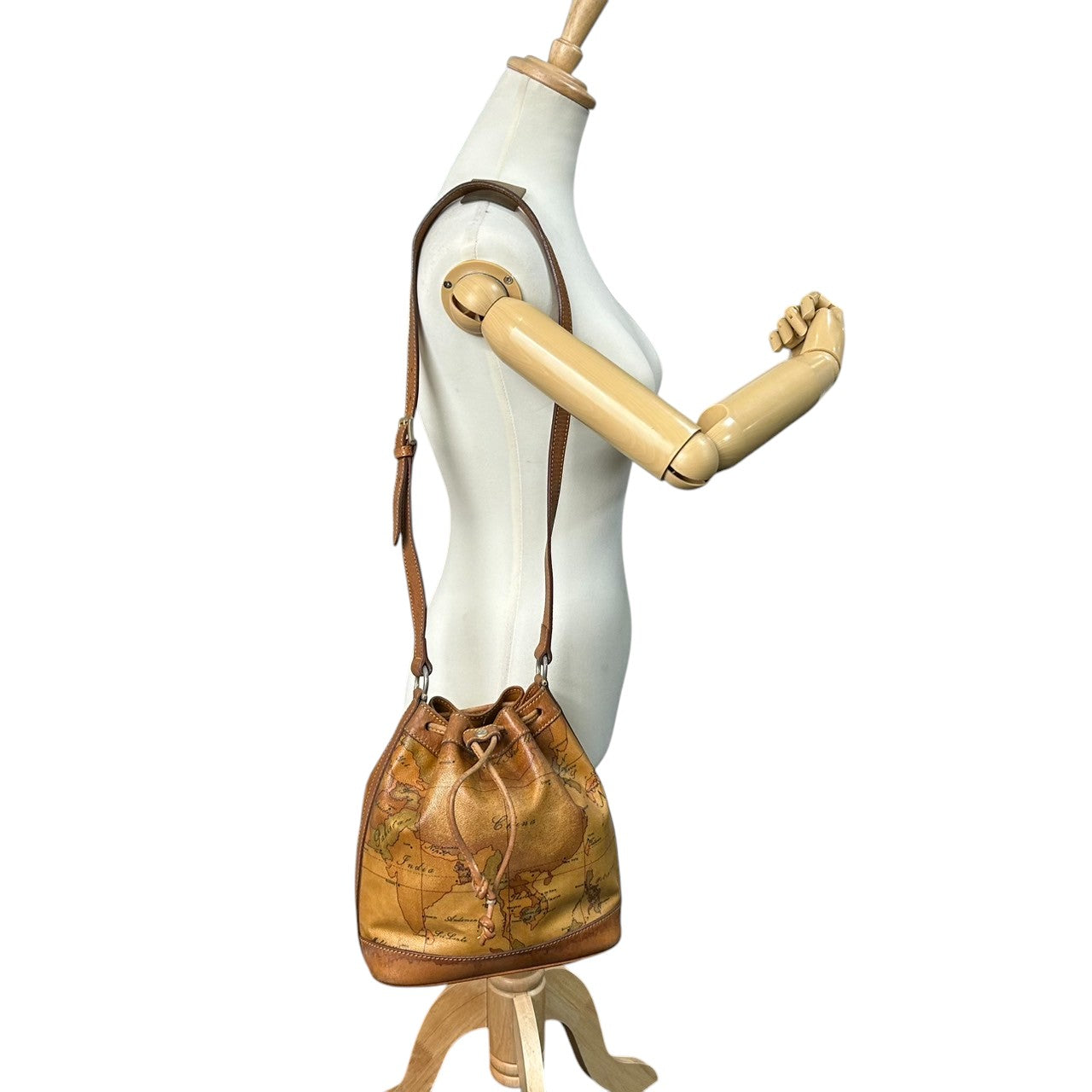 プリマクラッセ ショルダーバッグ 巾着バッグ 2way ハンドバッグ レディース PRIMA CLASSE 地図柄 PVC レザー ヴィンテージ クラシック イタリア製 Alviero Martini 肩掛け 斜め掛け エレガント s35