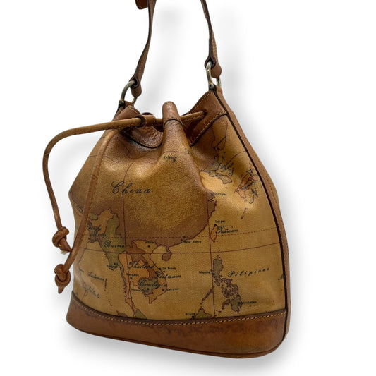 プリマクラッセ ショルダーバッグ 巾着バッグ 2way ハンドバッグ レディース PRIMA CLASSE 地図柄 PVC レザー ヴィンテージ クラシック イタリア製 Alviero Martini 肩掛け 斜め掛け エレガント s35
