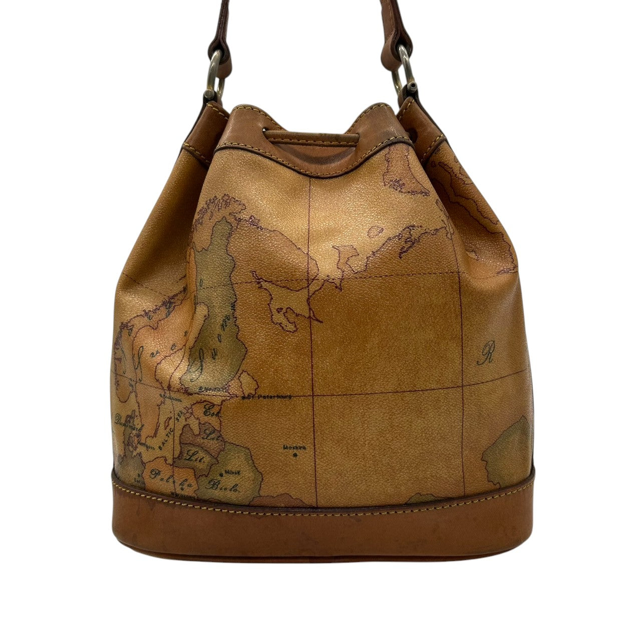 プリマクラッセ ショルダーバッグ 巾着バッグ 2way ハンドバッグ レディース PRIMA CLASSE 地図柄 PVC レザー ヴィンテージ クラシック イタリア製 Alviero Martini 肩掛け 斜め掛け エレガント s35