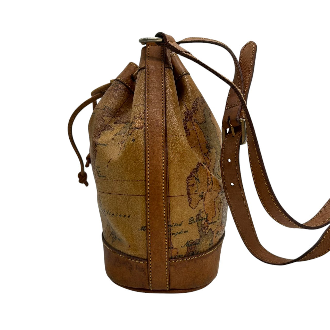 プリマクラッセ ショルダーバッグ 巾着バッグ 2way ハンドバッグ レディース PRIMA CLASSE 地図柄 PVC レザー ヴィンテージ クラシック イタリア製 Alviero Martini 肩掛け 斜め掛け エレガント s35