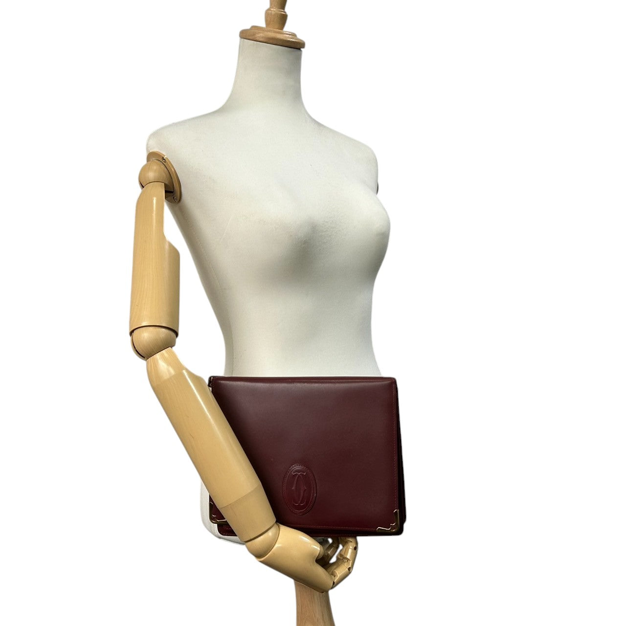 【訳あり】カルティエ クラッチバッグ マストライン セカンドバッグ メンズ レディース Cartier レザー 本革 ボルドー ワインレッド 2Cロゴ Cドゥカルティエ ヴィンテージ エレガント クラシック 高級感 ユニセックス 保存袋付 s41