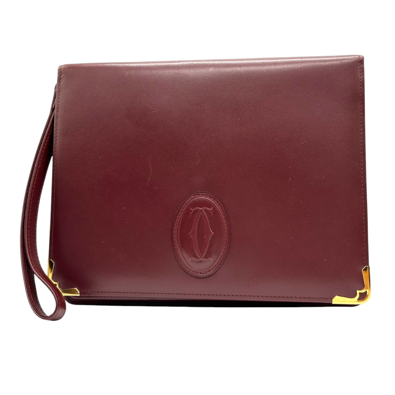 【訳あり】カルティエ クラッチバッグ マストライン セカンドバッグ メンズ レディース Cartier レザー 本革 ボルドー ワインレッド 2Cロゴ Cドゥカルティエ ヴィンテージ エレガント クラシック 高級感 ユニセックス 保存袋付 s41