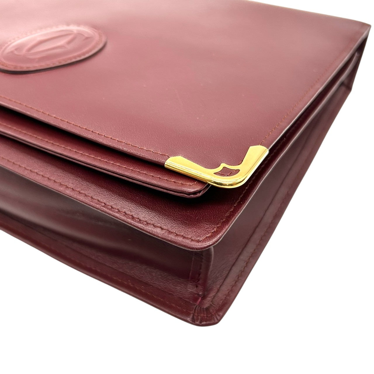 【訳あり】カルティエ クラッチバッグ マストライン セカンドバッグ メンズ レディース Cartier レザー 本革 ボルドー ワインレッド 2Cロゴ Cドゥカルティエ ヴィンテージ エレガント クラシック 高級感 ユニセックス 保存袋付 s41