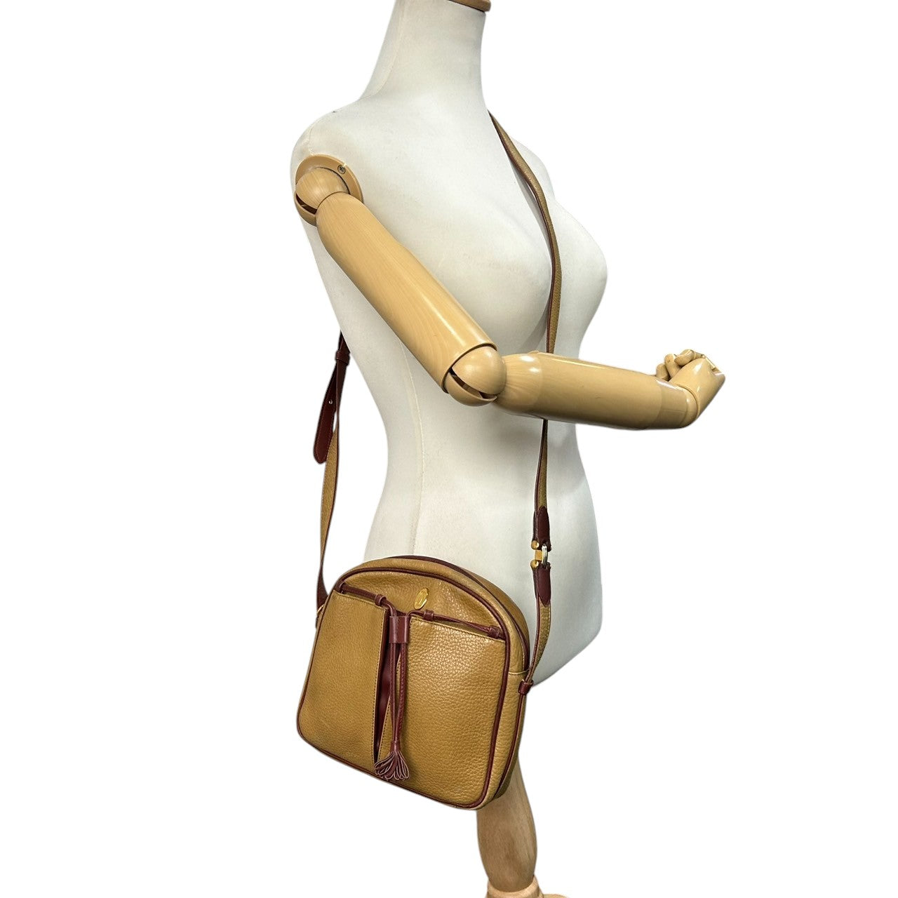 Cartier カルティエ ショルダーバッグ マストライン ヴィンテージ レザー 本革 マスタード ボルドー バイカラー タッセル レディース 斜め掛け ポシェット カメラバッグ エレガント クラシック s41