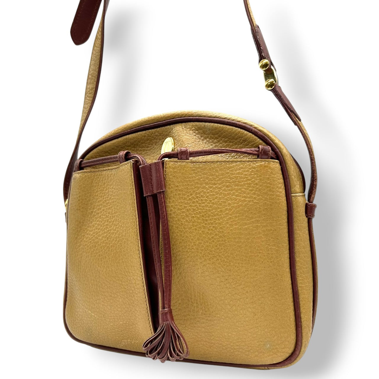 Cartier カルティエ ショルダーバッグ マストライン ヴィンテージ レザー 本革 マスタード ボルドー バイカラー タッセル レディース 斜め掛け ポシェット カメラバッグ エレガント クラシック s41