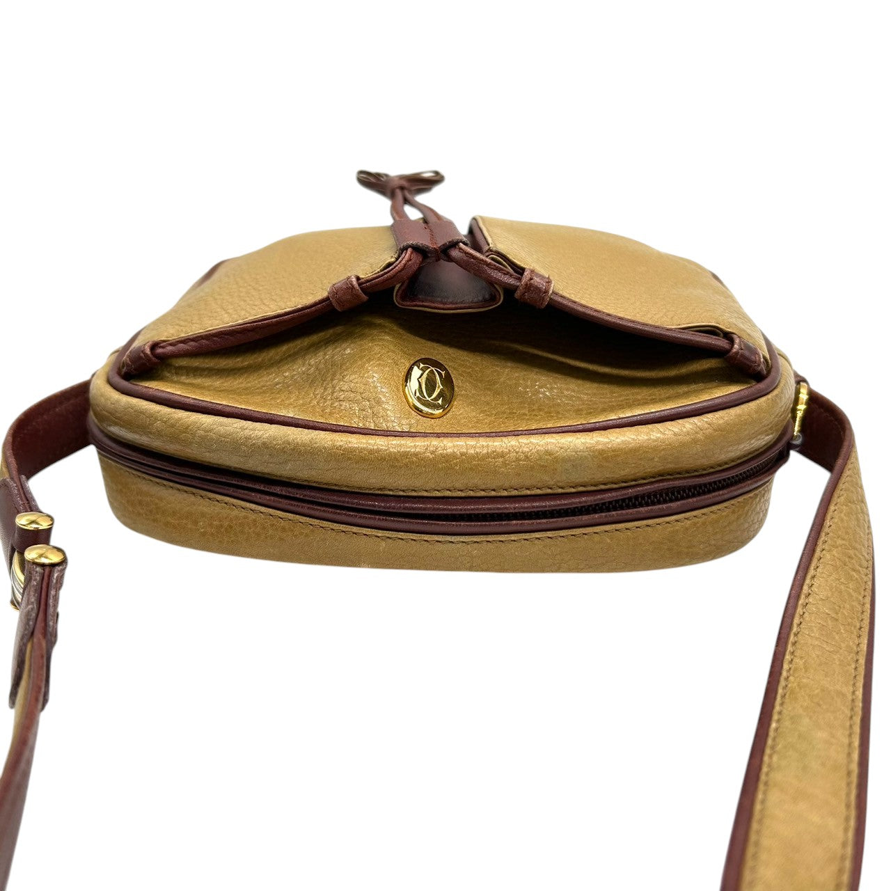 Cartier カルティエ ショルダーバッグ マストライン ヴィンテージ レザー 本革 マスタード ボルドー バイカラー タッセル レディース 斜め掛け ポシェット カメラバッグ エレガント クラシック s41