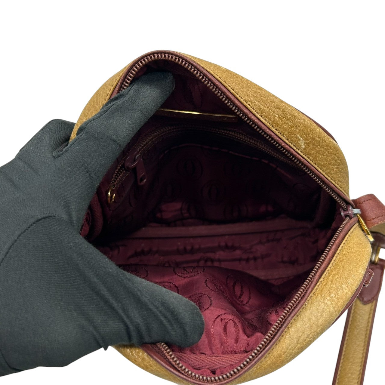 Cartier カルティエ ショルダーバッグ マストライン ヴィンテージ レザー 本革 マスタード ボルドー バイカラー タッセル レディース 斜め掛け ポシェット カメラバッグ エレガント クラシック s41