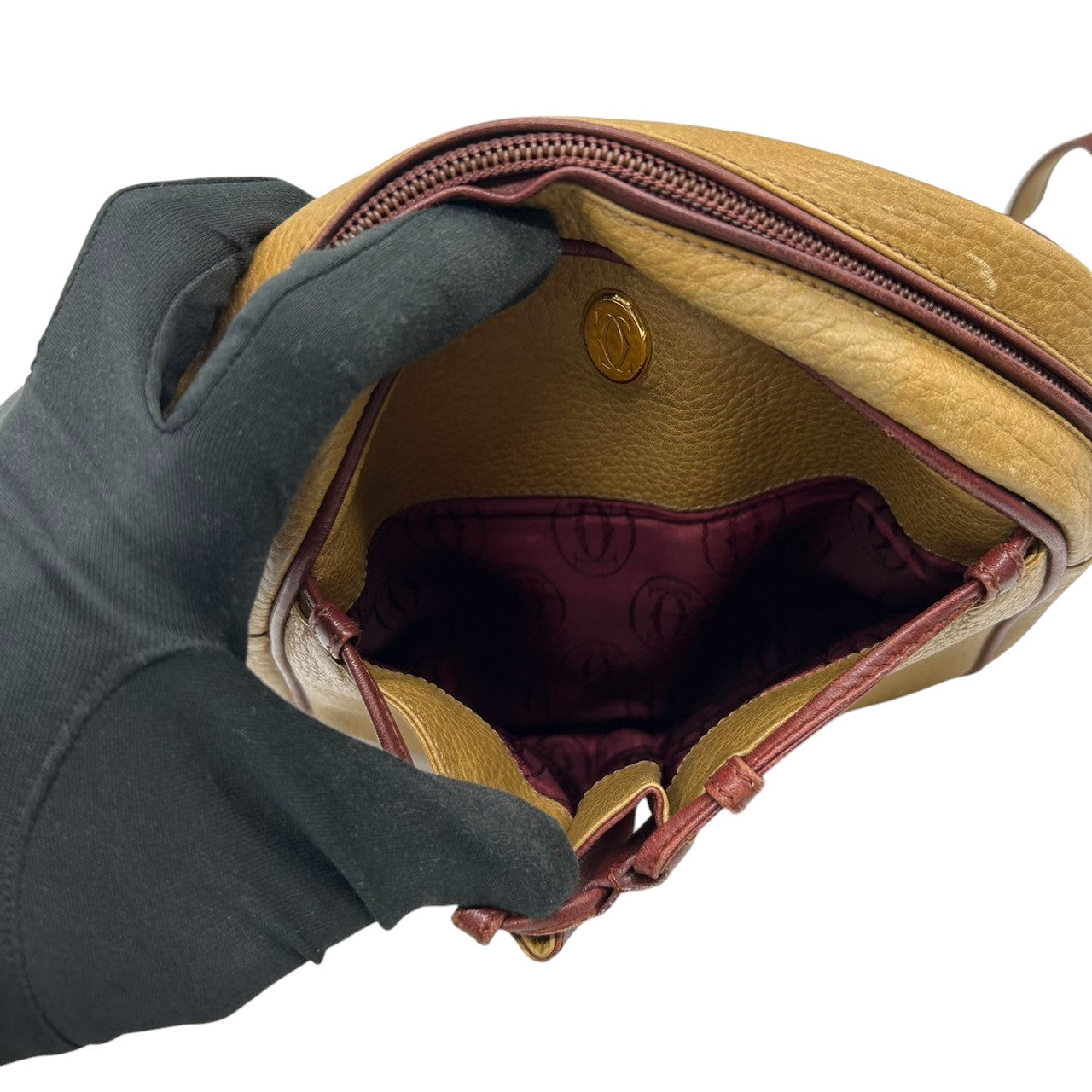 Cartier カルティエ ショルダーバッグ マストライン ヴィンテージ レザー 本革 マスタード ボルドー バイカラー タッセル レディース 斜め掛け ポシェット カメラバッグ エレガント クラシック s41