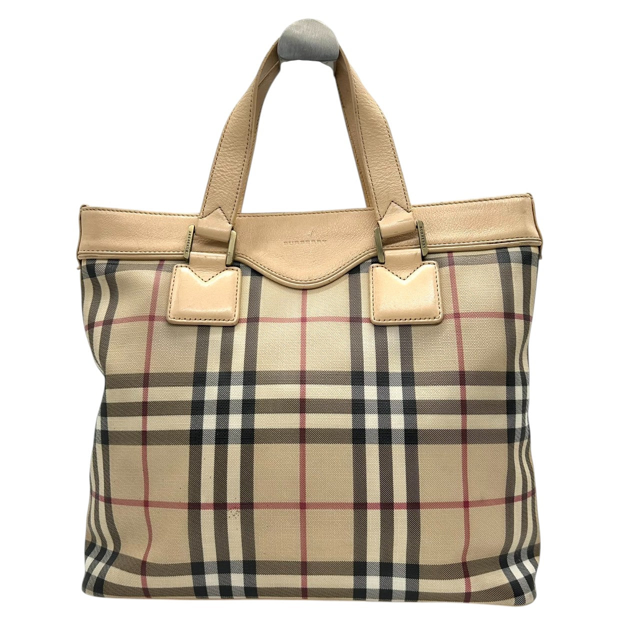 バーバリー トートバッグ ノバチェック レディース BURBERRY ハンドバッグ PVC レザー ベージュ A4収納可 肩掛け 通勤 通学 クラシック エレガント 定番人気 ヴィンテージ クリーニング済み s41