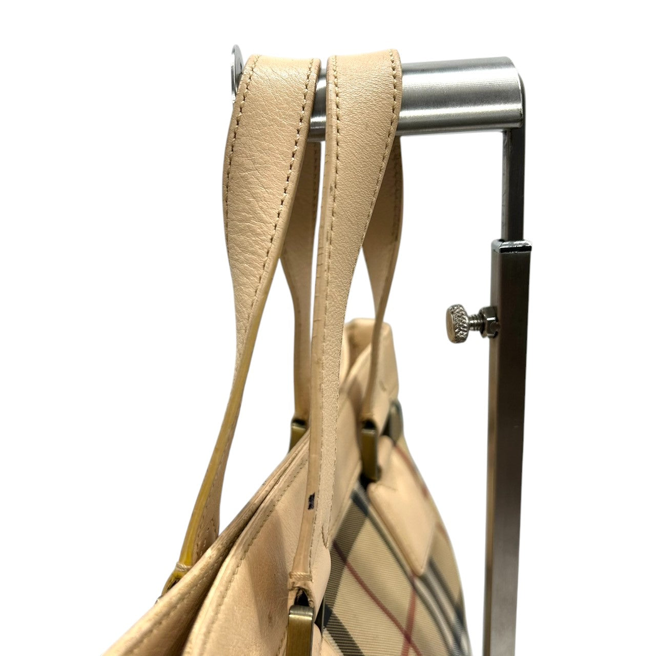 バーバリー トートバッグ ノバチェック レディース BURBERRY ハンドバッグ PVC レザー ベージュ A4収納可 肩掛け 通勤 通学 クラシック エレガント 定番人気 ヴィンテージ クリーニング済み s41