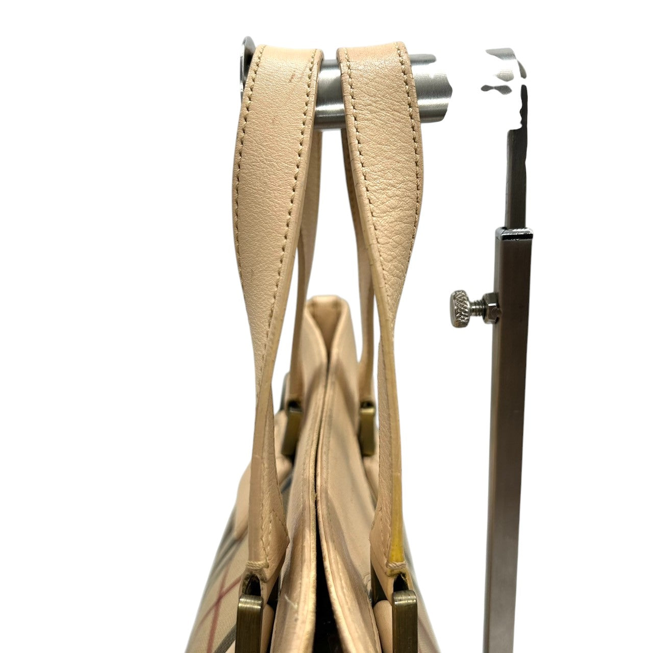 バーバリー トートバッグ ノバチェック レディース BURBERRY ハンドバッグ PVC レザー ベージュ A4収納可 肩掛け 通勤 通学 クラシック エレガント 定番人気 ヴィンテージ クリーニング済み s41