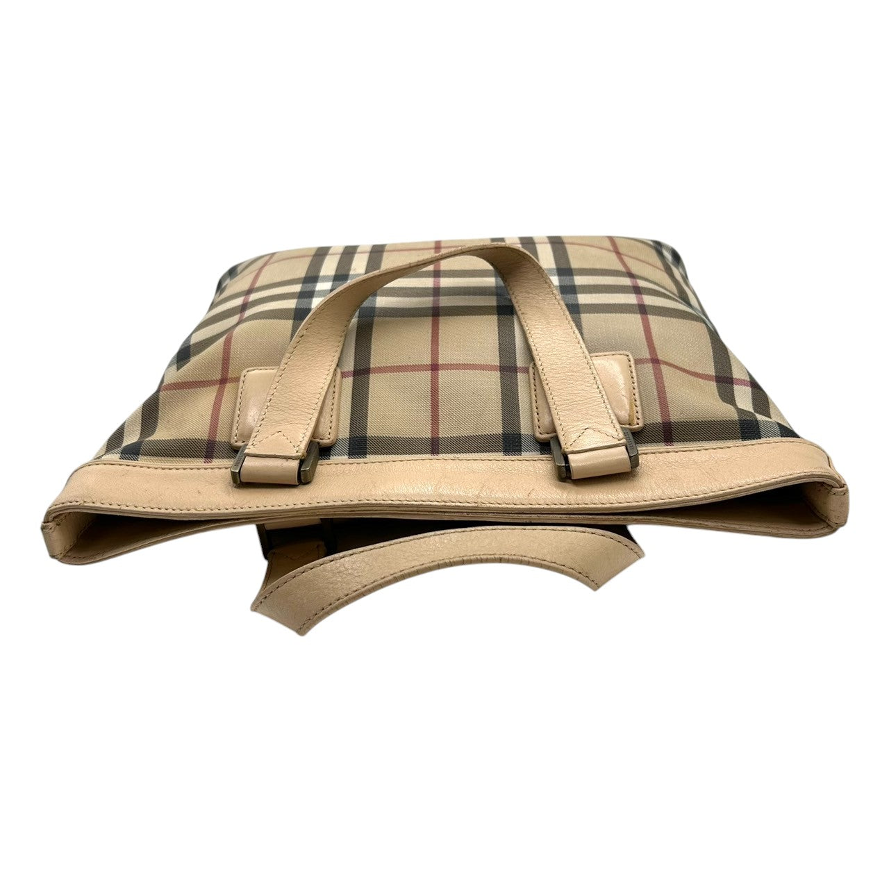 バーバリー トートバッグ ノバチェック レディース BURBERRY ハンドバッグ PVC レザー ベージュ A4収納可 肩掛け 通勤 通学 クラシック エレガント 定番人気 ヴィンテージ クリーニング済み s41