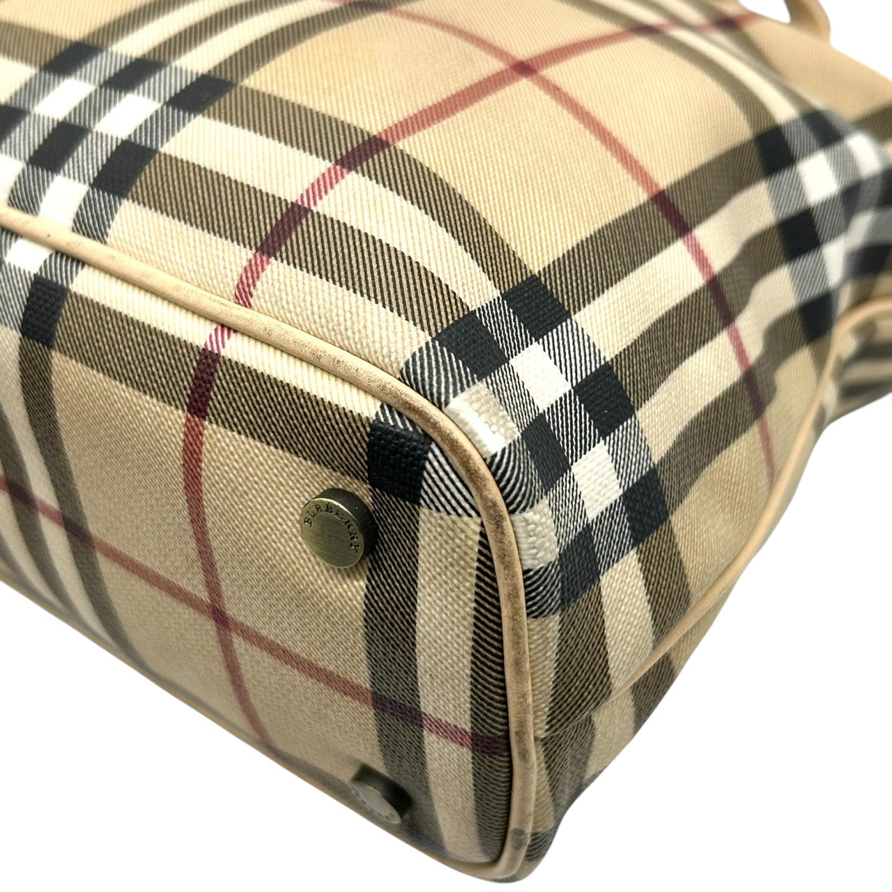 バーバリー トートバッグ ノバチェック レディース BURBERRY ハンドバッグ PVC レザー ベージュ A4収納可 肩掛け 通勤 通学 クラシック エレガント 定番人気 ヴィンテージ クリーニング済み s41