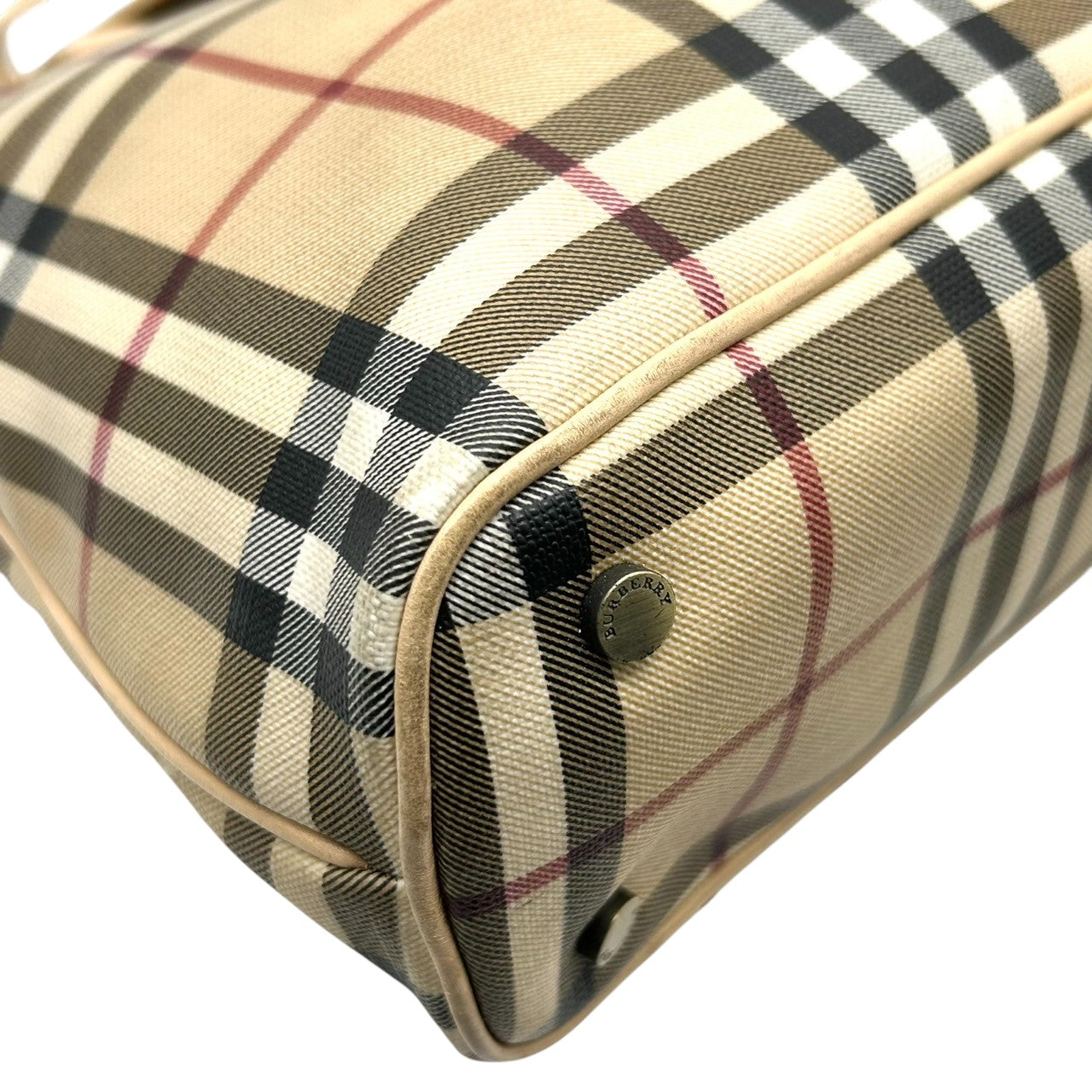 バーバリー トートバッグ ノバチェック レディース BURBERRY ハンドバッグ PVC レザー ベージュ A4収納可 肩掛け 通勤 通学 クラシック エレガント 定番人気 ヴィンテージ クリーニング済み s41