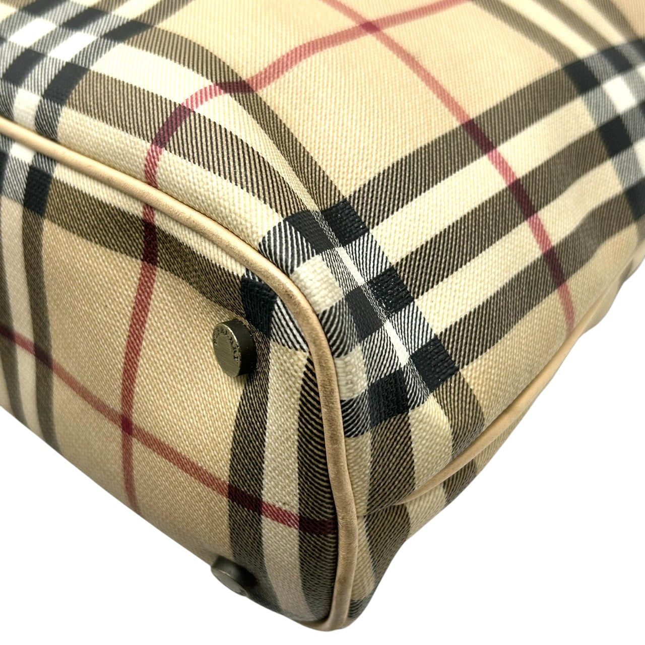 バーバリー トートバッグ ノバチェック レディース BURBERRY ハンドバッグ PVC レザー ベージュ A4収納可 肩掛け 通勤 通学 クラシック エレガント 定番人気 ヴィンテージ クリーニング済み s41