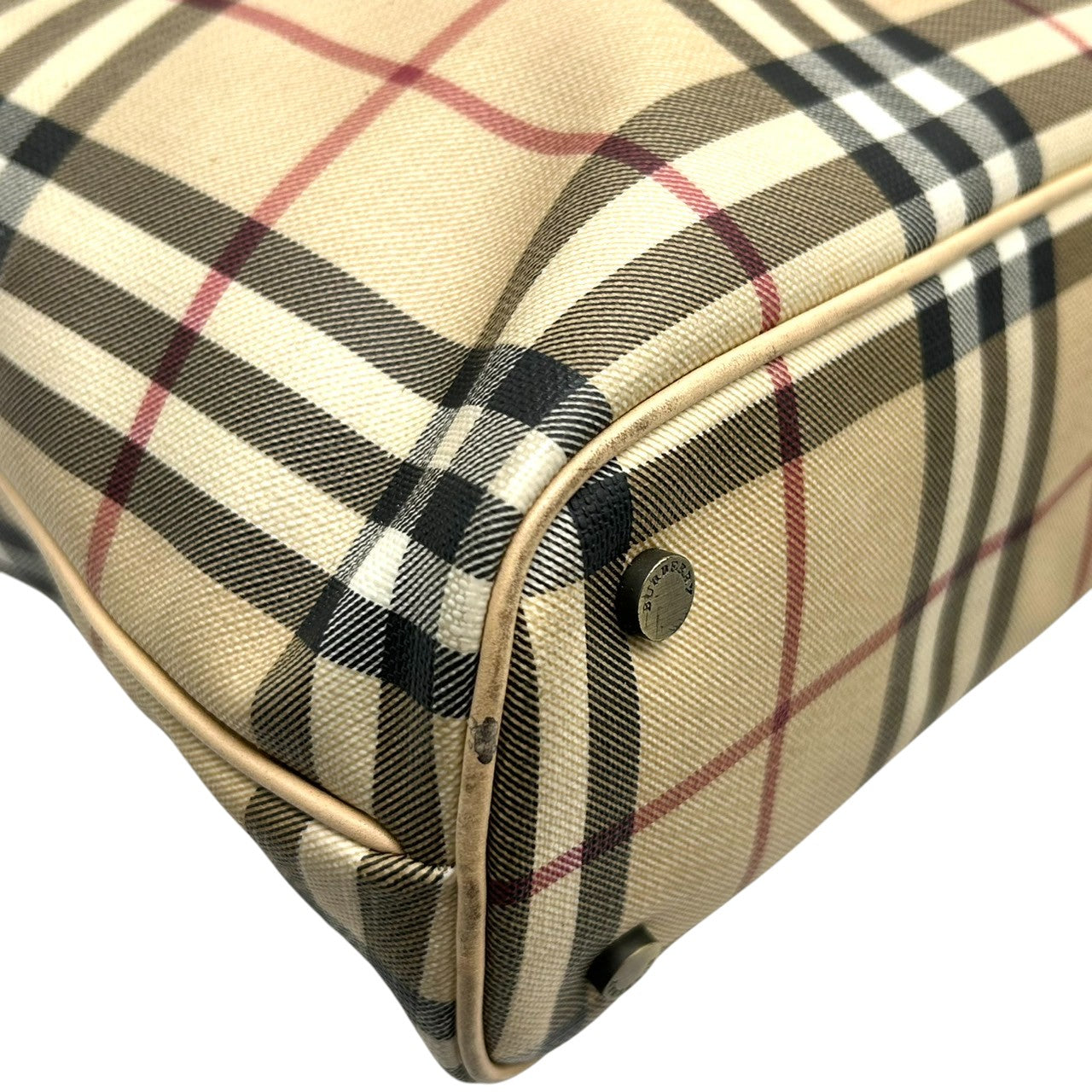 バーバリー トートバッグ ノバチェック レディース BURBERRY ハンドバッグ PVC レザー ベージュ A4収納可 肩掛け 通勤 通学 クラシック エレガント 定番人気 ヴィンテージ クリーニング済み s41
