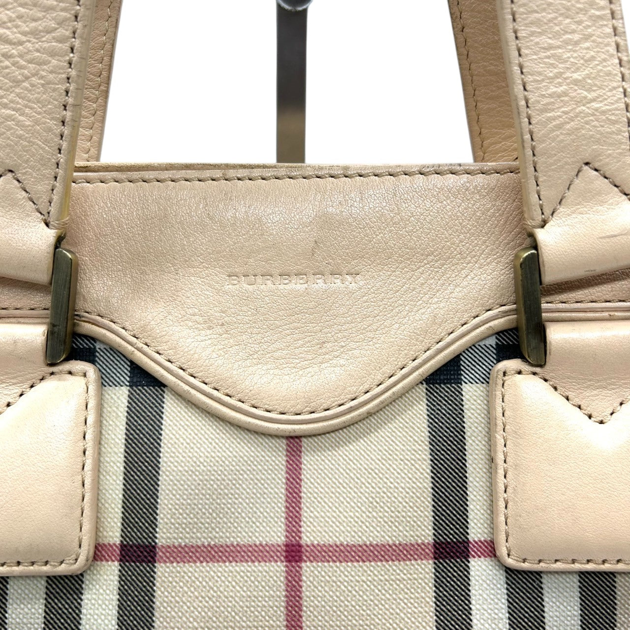 バーバリー トートバッグ ノバチェック レディース BURBERRY ハンドバッグ PVC レザー ベージュ A4収納可 肩掛け 通勤 通学 クラシック エレガント 定番人気 ヴィンテージ クリーニング済み s41
