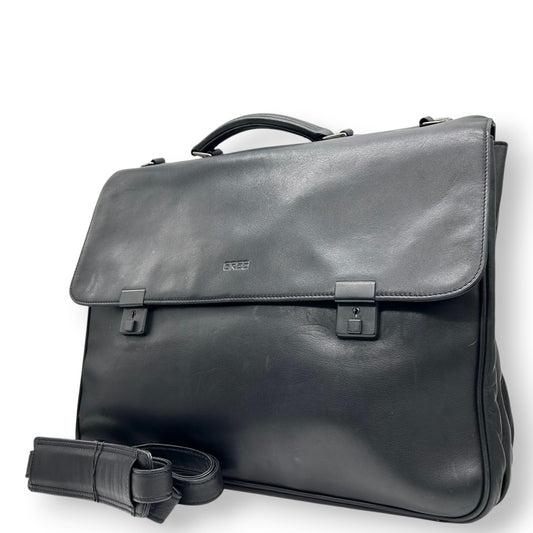 BREE ブリー ビジネスバッグ 2WAY ショルダーバッグ メンズ レザー 本革 黒 ブリーフケース A4 書類鞄 ドイツブランド クラシック 通勤 エレガント ロゴ型押し クリーニング済み X2