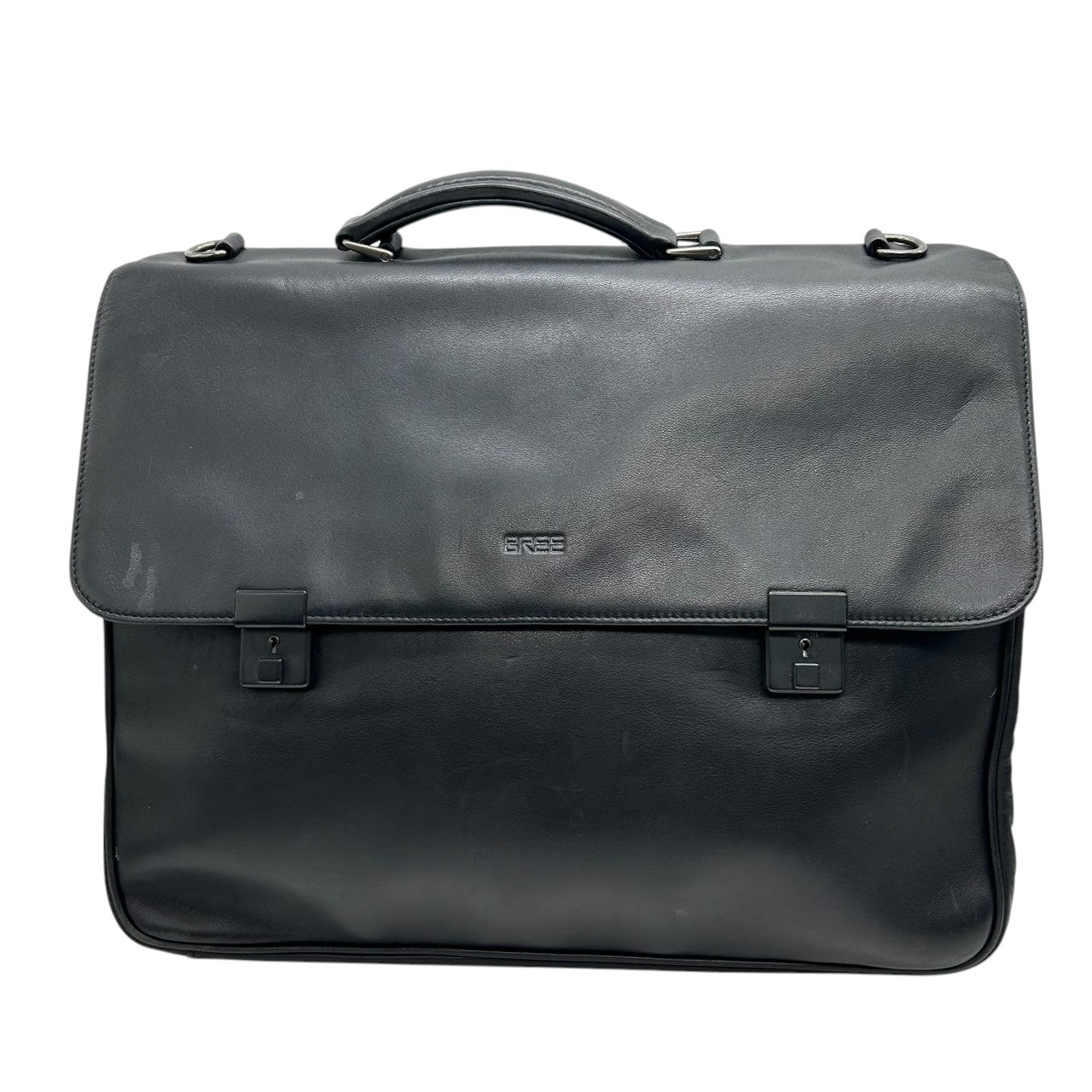 BREE ブリー ビジネスバッグ 2WAY ショルダーバッグ メンズ レザー 本革 黒 ブリーフケース A4 書類鞄 ドイツブランド クラシック 通勤 エレガント ロゴ型押し クリーニング済み X2