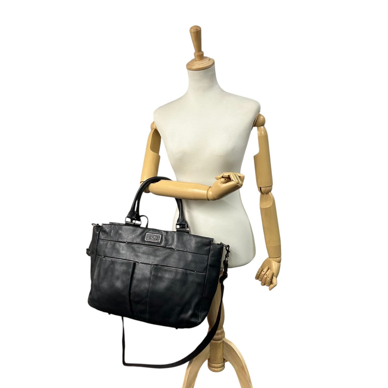 【美品】BREE ブリー 2WAY トートバッグ ショルダーバッグ ビジネスバッグ メンズ レディース レザー 本革 黒 大容量 A4収納可 肩掛け 斜め掛け 通勤 通学 ドイツブランド 高品質 スタイリッシュ ロゴプレート クリーニング済み X2