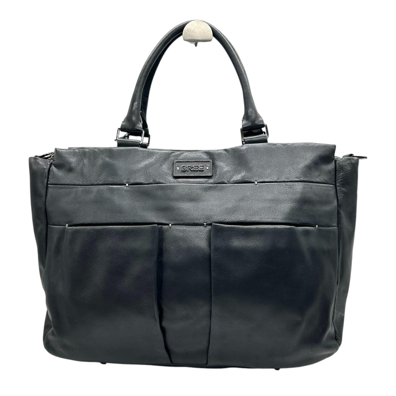 【美品】BREE ブリー 2WAY トートバッグ ショルダーバッグ ビジネスバッグ メンズ レディース レザー 本革 黒 大容量 A4収納可 肩掛け 斜め掛け 通勤 通学 ドイツブランド 高品質 スタイリッシュ ロゴプレート クリーニング済み X2