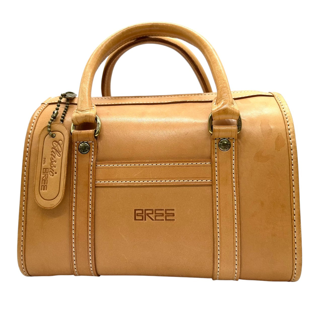 【美品】BREE ブリー 2WAY ボストンバッグ ハンドバッグ ショルダーバッグ ヌメ革 レザー 本革 レディース メンズ ユニセックス 経年変化 エイジング ドイツブランド クラシック ヴィンテージ 肩掛け 斜め掛け ロゴ型押し チャーム付 s41