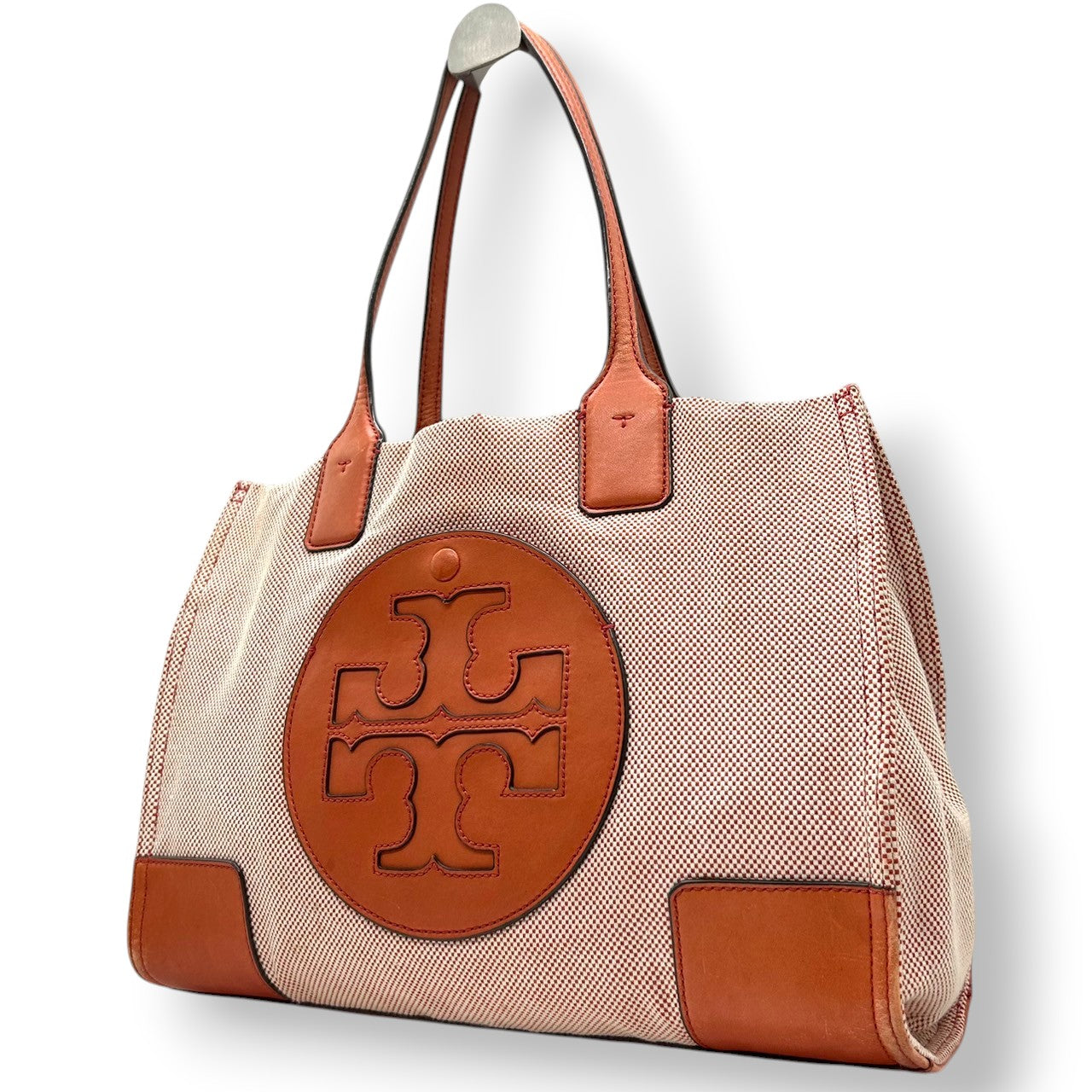 トリーバーチ エラ トートバッグ レディース TORY BURCH キャンバス レザー オレンジ ブラウン A4収納可 肩掛け 大容量 通勤 通学 ハンドバッグ ビッグロゴ デカロゴ エレガント クラシック 人気モデル s36