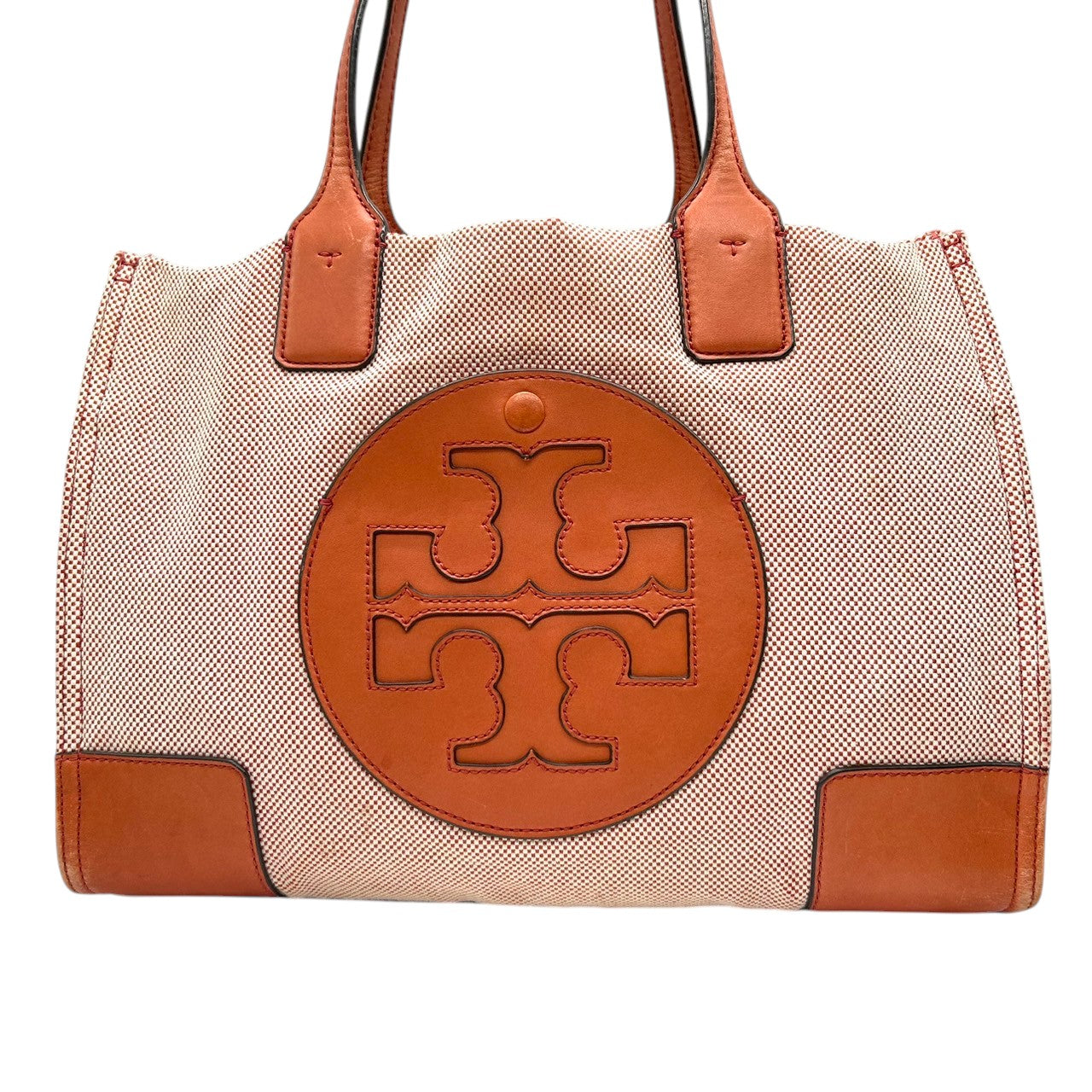 トリーバーチ エラ トートバッグ レディース TORY BURCH キャンバス レザー オレンジ ブラウン A4収納可 肩掛け 大容量 通勤 通学 ハンドバッグ ビッグロゴ デカロゴ エレガント クラシック 人気モデル s36