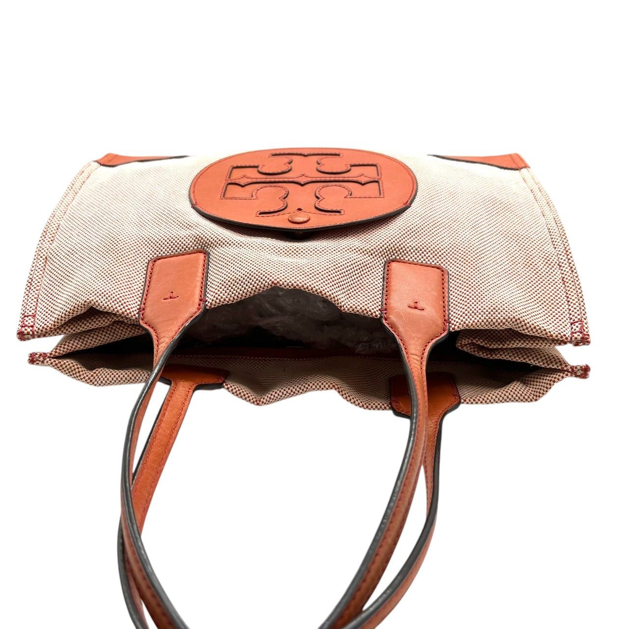 トリーバーチ エラ トートバッグ レディース TORY BURCH キャンバス レザー オレンジ ブラウン A4収納可 肩掛け 大容量 通勤 通学 ハンドバッグ ビッグロゴ デカロゴ エレガント クラシック 人気モデル s36