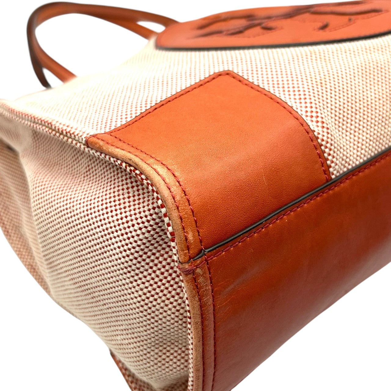 トリーバーチ エラ トートバッグ レディース TORY BURCH キャンバス レザー オレンジ ブラウン A4収納可 肩掛け 大容量 通勤 通学 ハンドバッグ ビッグロゴ デカロゴ エレガント クラシック 人気モデル s36