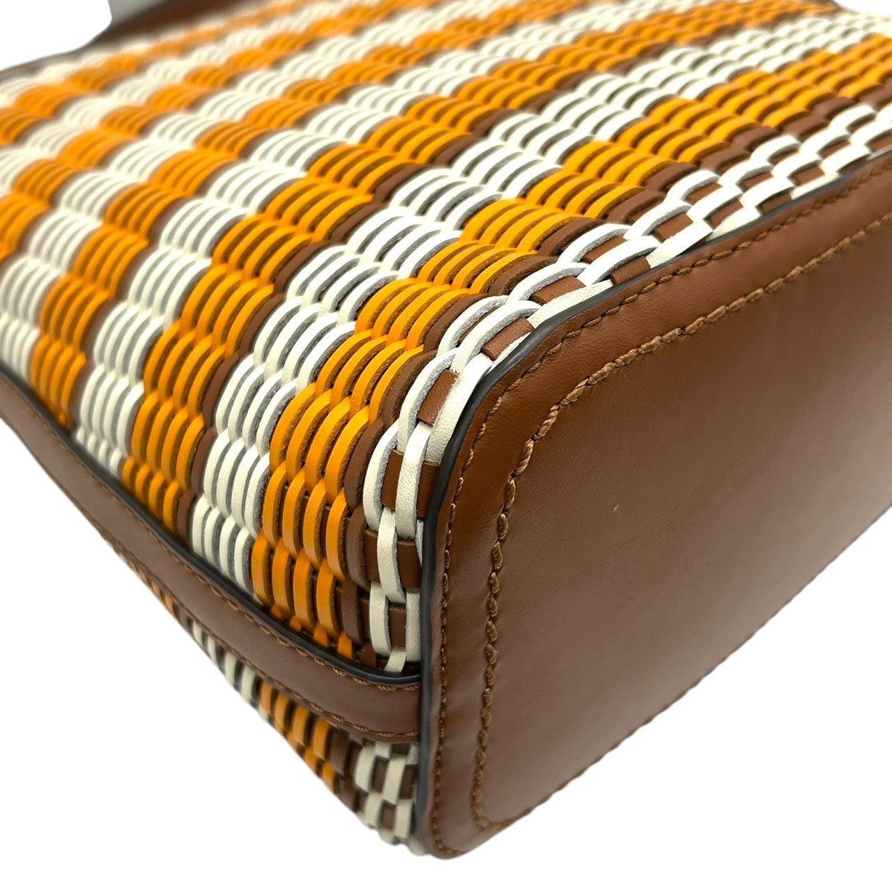 【極美品】トリーバーチ ペリー スモール トリプルコンパートメント トート ショルダーバッグ レディース TORY BURCH かごバッグ 編み込み レザー マルチカラー ボーダー 肩掛け サマーバッグ エレガント リゾートスタイル ロゴ s36