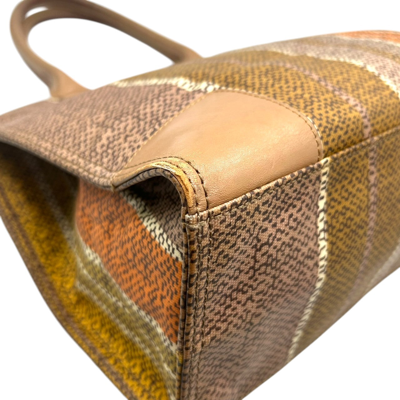 トリーバーチ トートバッグ ストライプ柄 マルチカラー レディース TORY BURCH PVC レザー ブラウン オレンジ A4収納可 肩掛け 大容量 通勤 通学 ハンドバッグ デカロゴ エレガント クラシック 人気モデル s36