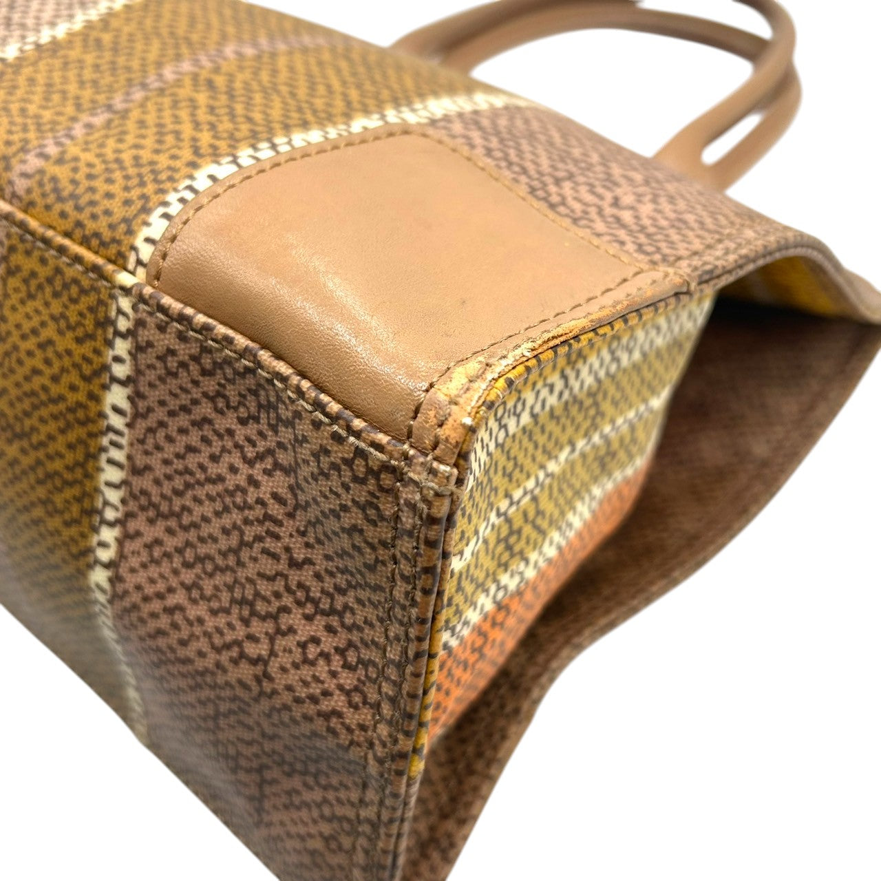 トリーバーチ トートバッグ ストライプ柄 マルチカラー レディース TORY BURCH PVC レザー ブラウン オレンジ A4収納可 肩掛け 大容量 通勤 通学 ハンドバッグ デカロゴ エレガント クラシック 人気モデル s36