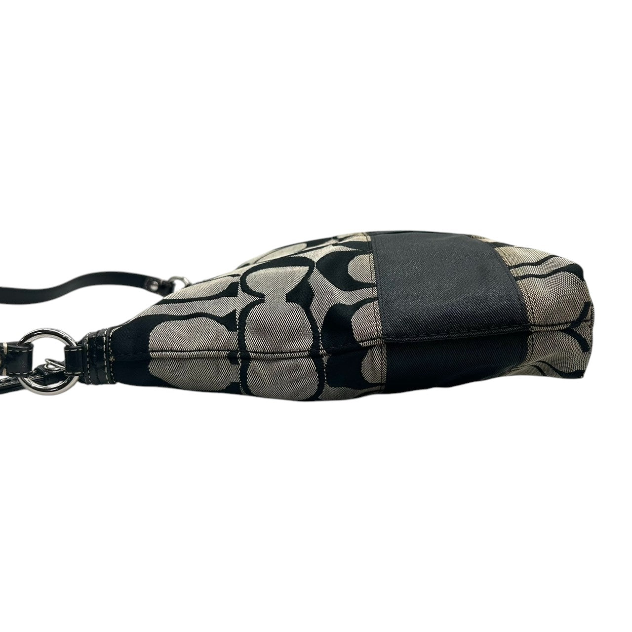 COACH コーチ ショルダーバッグ 2WAY シグネチャー F13674 キャンバス レザー ブラック グレー レディース ワンショルダー 斜め掛け可 エレガント クラシック 定番 人気モデル 通勤 通学 デイリーユース クリーニング済み s78