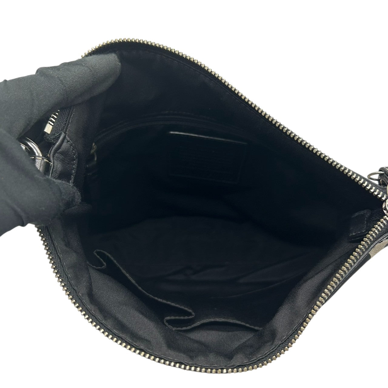 COACH コーチ ショルダーバッグ 2WAY シグネチャー F13674 キャンバス レザー ブラック グレー レディース ワンショルダー 斜め掛け可 エレガント クラシック 定番 人気モデル 通勤 通学 デイリーユース クリーニング済み s78