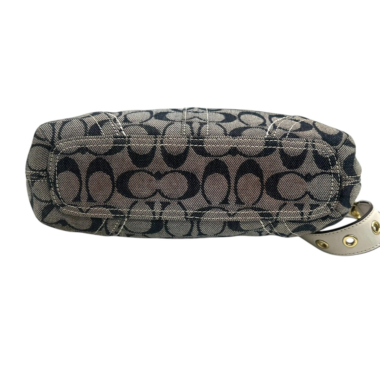 COACH コーチ ショルダーバッグ シグネチャー F10561 キャンバス レザー ネイビー ホワイト レディース ワンショルダー 斜め掛け可 自立可 クラシック エレガント コンパクト デイリーユース 人気 クリーニング済み s78