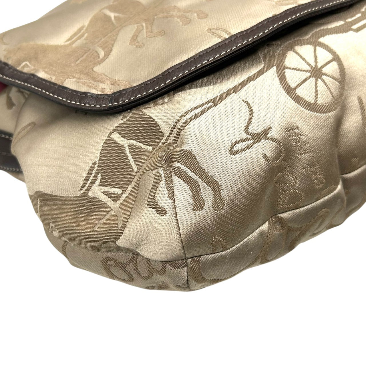 【美品】COACH コーチ ホースアンドキャリッジ ショルダーバッグ F14888 ワンショルダー ナイロン レザー ベージュ ブラウン 馬車柄 総柄 レディース エレガント クラシック 肩掛け可 デイリーユース 軽量 クリーニング済み s53