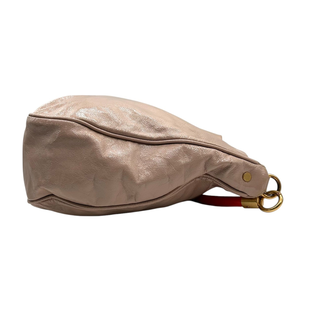 【美品】MARC BY MARC JACOBS 2WAY ハンドバッグ ショルダーバッグ 斜め掛け可 エナメル パテントレザー ベージュ レッド バイカラー ゴールド金具 レディース エレガント フェミニン デイリーユース 大容量 クリーニング済み R