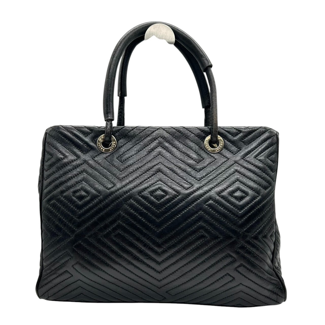 バリー BALLY ハンドバッグ トートバッグ キルティング 幾何学模様 レザー 本革 ブラック 黒 ロゴ金具 タッセルチャーム付き レディース エレガント クラシック フォーマル ビジネス 通勤 自立可 クリーニング済み s53