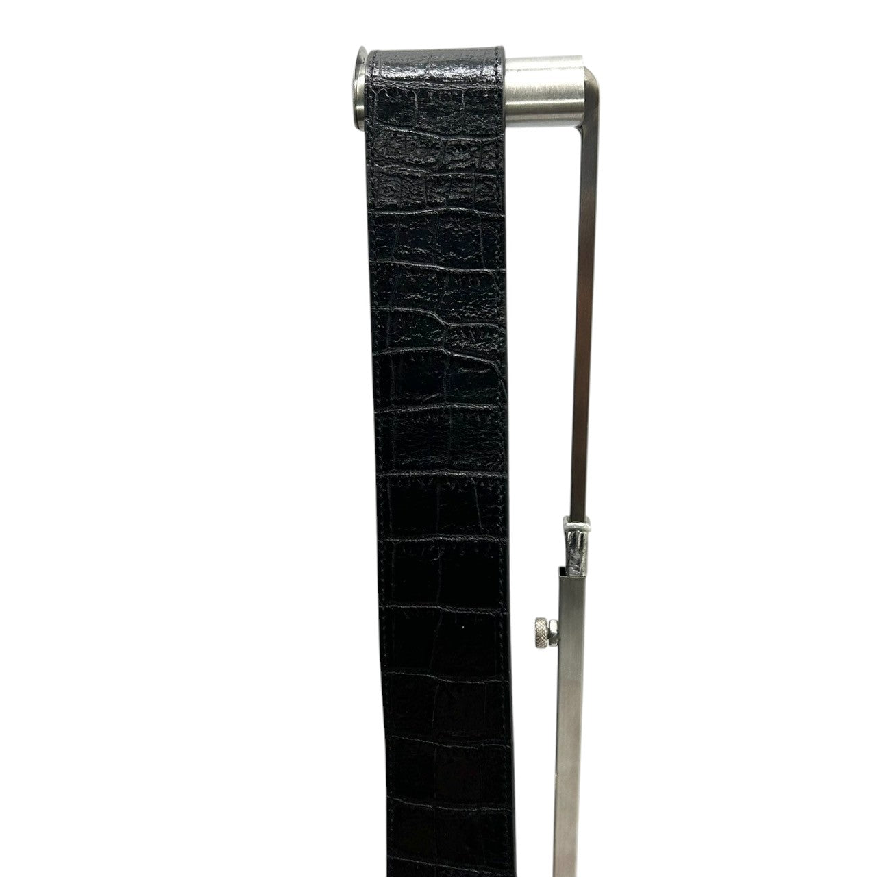 【美品】バーニーズニューヨーク BARNEYS NEWYORK ショルダーバッグ バケツバッグ レザー 本革 クロコ型押し ブラック 黒 シルバー金具 レディース エレガント モダン ワンショルダー 斜め掛け可 自立可 クリーニング済み F