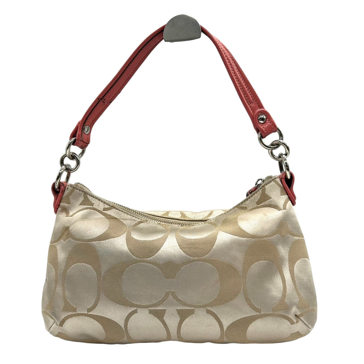 コーチ COACH ハンドバッグ ショルダーバッグ 2WAY シグネチャー 18983 ナイロン レザー ベージュ ピンク レディース フェミニン かわいい 人気モデル ワンショルダー 斜め掛け可 肩掛け クリーニング済み s32