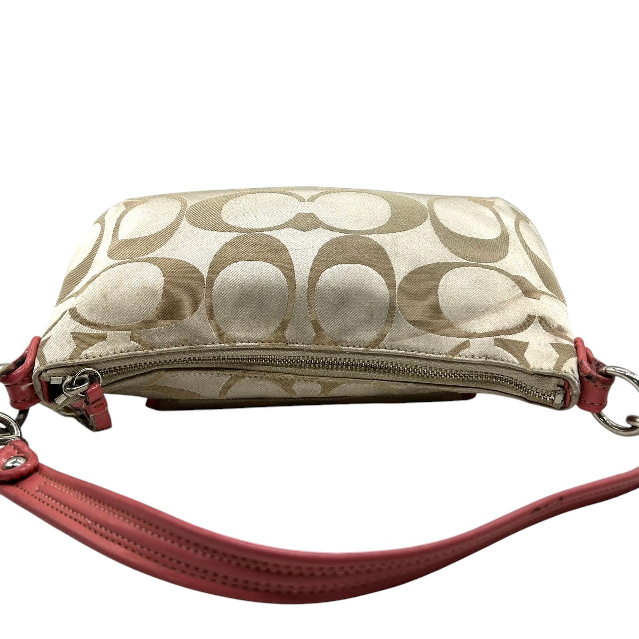 コーチ COACH ハンドバッグ ショルダーバッグ 2WAY シグネチャー 18983 ナイロン レザー ベージュ ピンク レディース フェミニン かわいい 人気モデル ワンショルダー 斜め掛け可 肩掛け クリーニング済み s32