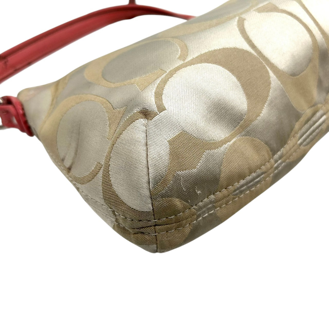 コーチ COACH ハンドバッグ ショルダーバッグ 2WAY シグネチャー 18983 ナイロン レザー ベージュ ピンク レディース フェミニン かわいい 人気モデル ワンショルダー 斜め掛け可 肩掛け クリーニング済み s32