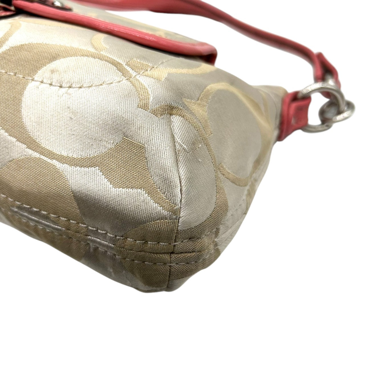 コーチ COACH ハンドバッグ ショルダーバッグ 2WAY シグネチャー 18983 ナイロン レザー ベージュ ピンク レディース フェミニン かわいい 人気モデル ワンショルダー 斜め掛け可 肩掛け クリーニング済み s32