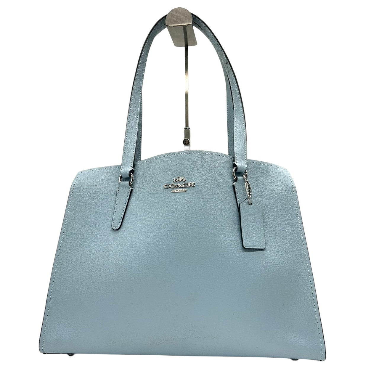 【美品】コーチ COACH ギャラリー トート C4078 2WAY ハンドバッグ ショルダーバッグ レザー 本革 水色 ライトブルー レディース ビジネス 通学 A4収納可 エレガント フェミニン ワンショルダー 斜め掛け可 自立可 クリーニング済み D