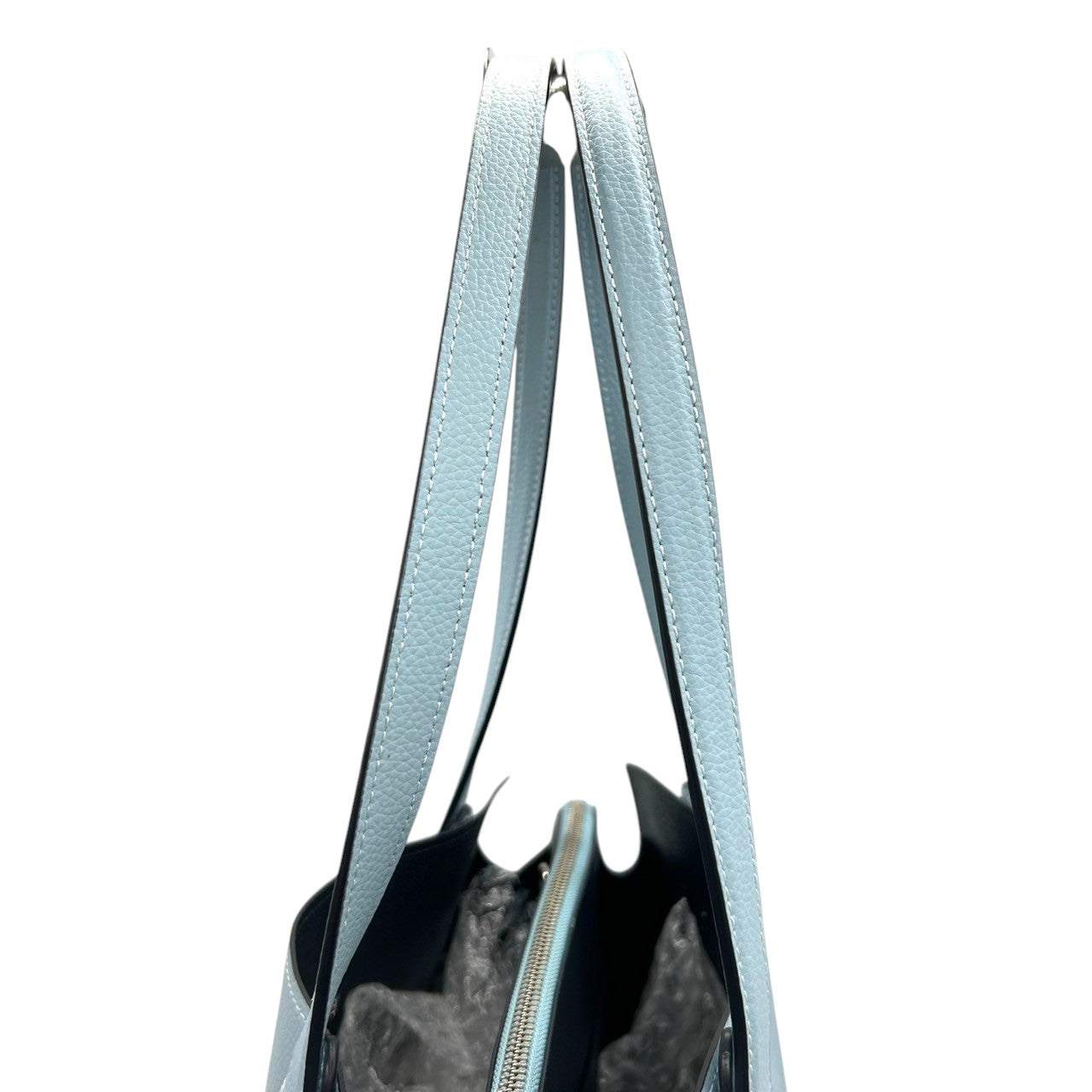 【美品】コーチ COACH ギャラリー トート C4078 2WAY ハンドバッグ ショルダーバッグ レザー 本革 水色 ライトブルー レディース ビジネス 通学 A4収納可 エレガント フェミニン ワンショルダー 斜め掛け可 自立可 クリーニング済み D