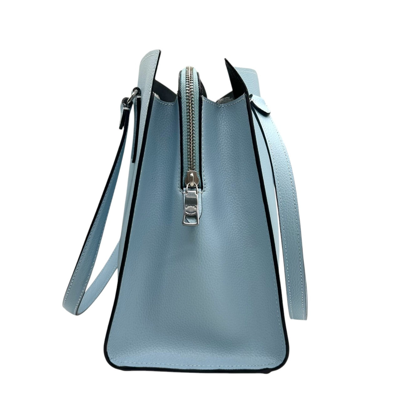 【美品】コーチ COACH ギャラリー トート C4078 2WAY ハンドバッグ ショルダーバッグ レザー 本革 水色 ライトブルー レディース ビジネス 通学 A4収納可 エレガント フェミニン ワンショルダー 斜め掛け可 自立可 クリーニング済み D