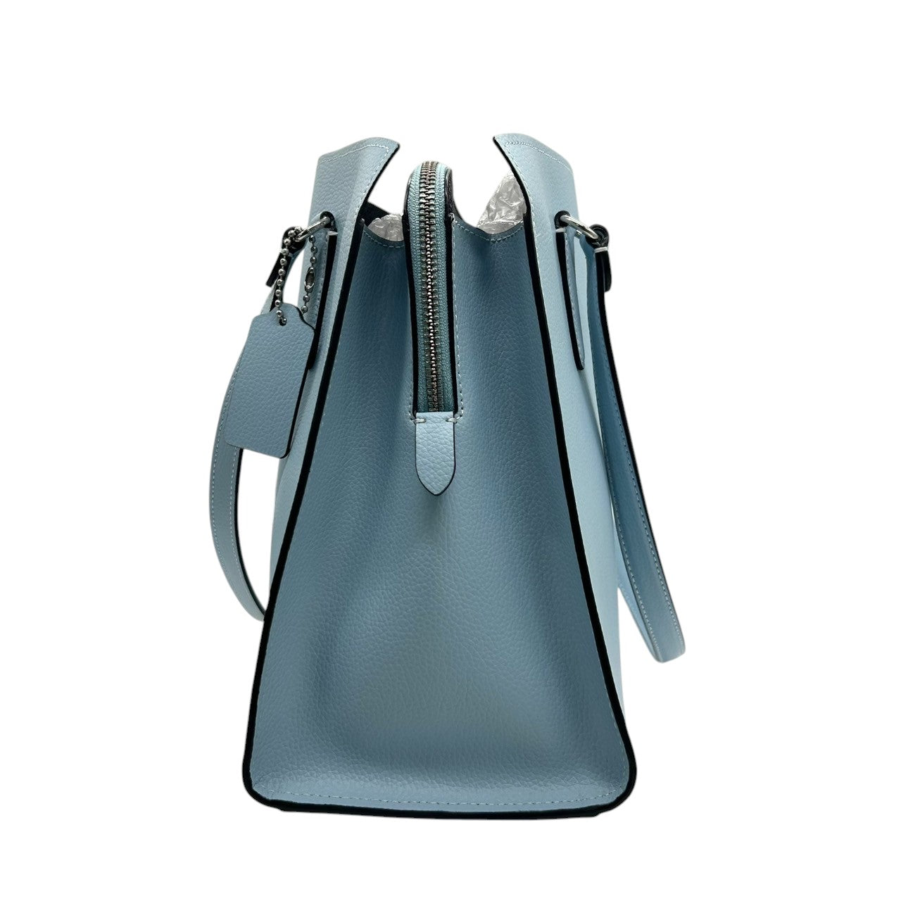 【美品】コーチ COACH ギャラリー トート C4078 2WAY ハンドバッグ ショルダーバッグ レザー 本革 水色 ライトブルー レディース ビジネス 通学 A4収納可 エレガント フェミニン ワンショルダー 斜め掛け可 自立可 クリーニング済み D