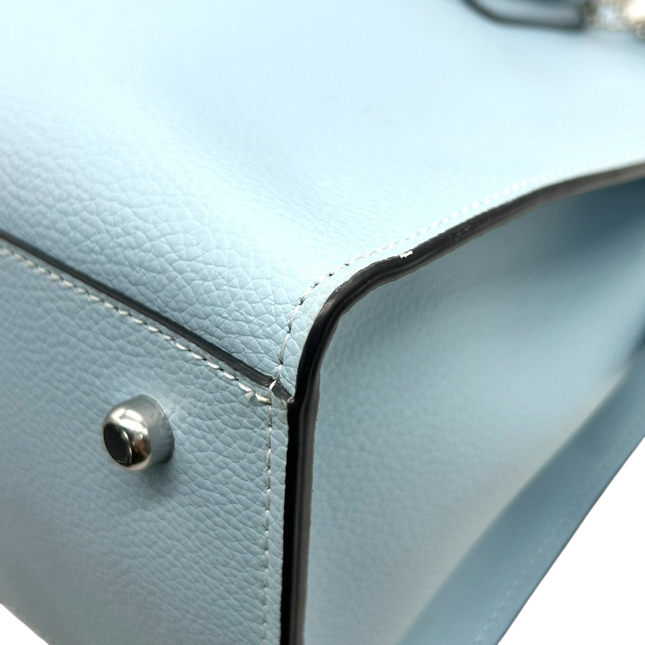 【美品】コーチ COACH ギャラリー トート C4078 2WAY ハンドバッグ ショルダーバッグ レザー 本革 水色 ライトブルー レディース ビジネス 通学 A4収納可 エレガント フェミニン ワンショルダー 斜め掛け可 自立可 クリーニング済み D