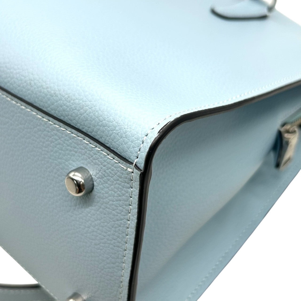 【美品】コーチ COACH ギャラリー トート C4078 2WAY ハンドバッグ ショルダーバッグ レザー 本革 水色 ライトブルー レディース ビジネス 通学 A4収納可 エレガント フェミニン ワンショルダー 斜め掛け可 自立可 クリーニング済み D